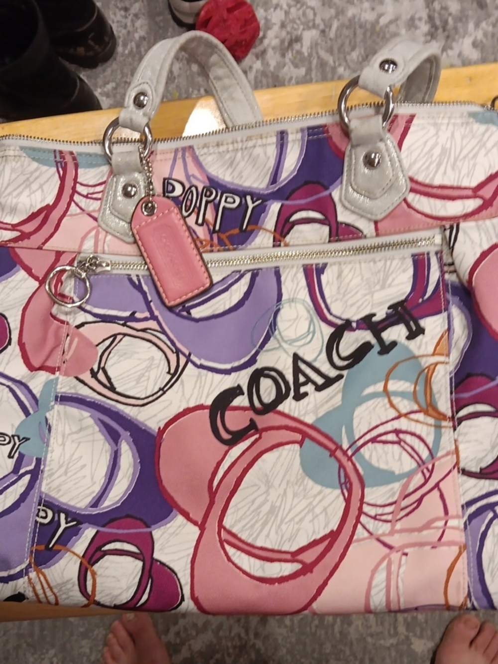Coach Poppy Large Canvas Tote Bag Multicolor Pink Graffiti 17929